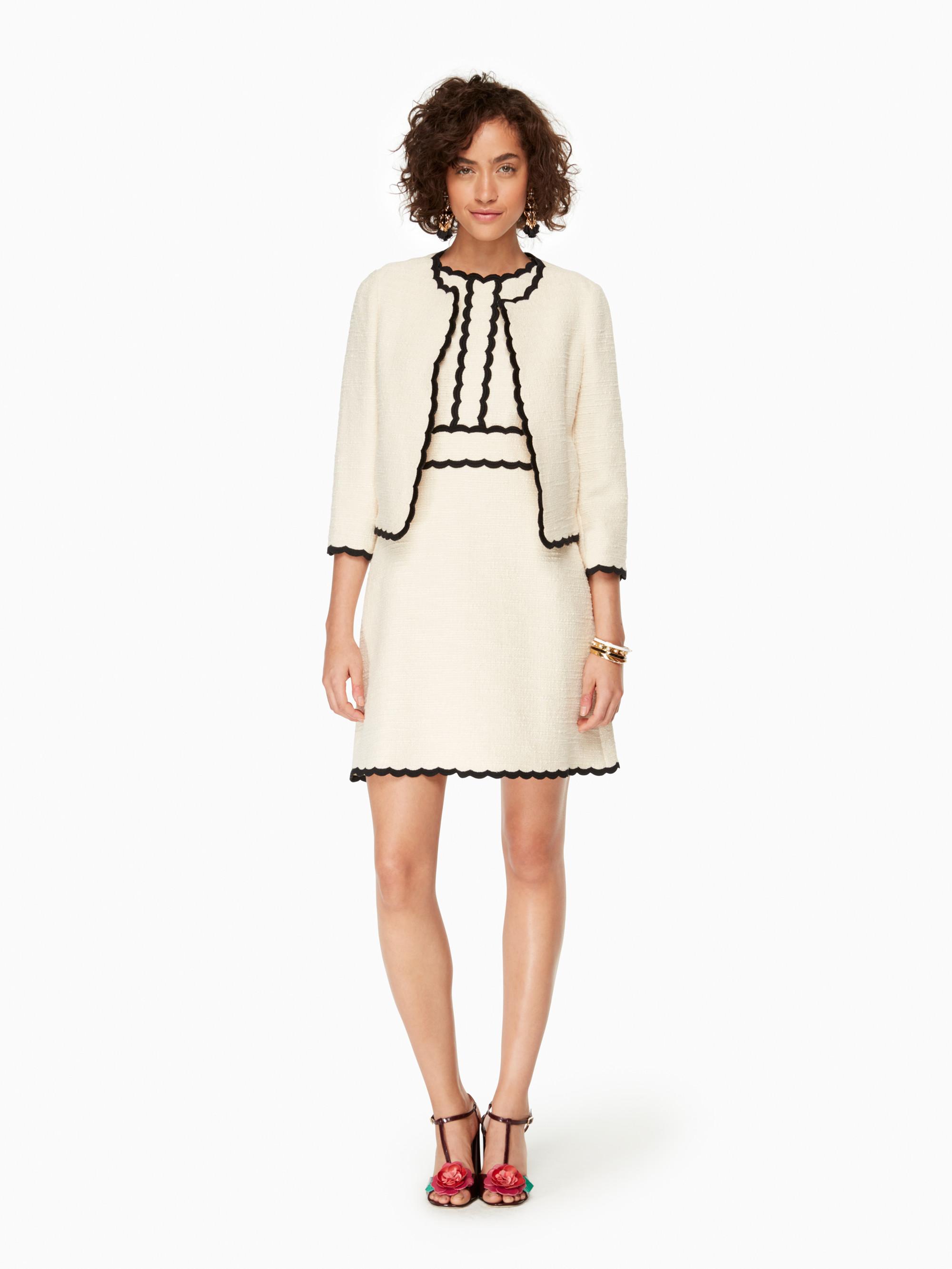 Kate Spade Scallop Tweed Jacket in Natural Lyst